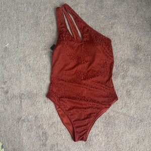 NWT BCBG Red One-Shoulder Swimsuit